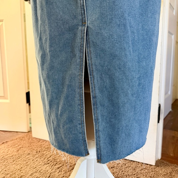 Sincerely Jules Denim Strapless Midi Dress Back Slit Size Medium NWT - Picture 8 of 13